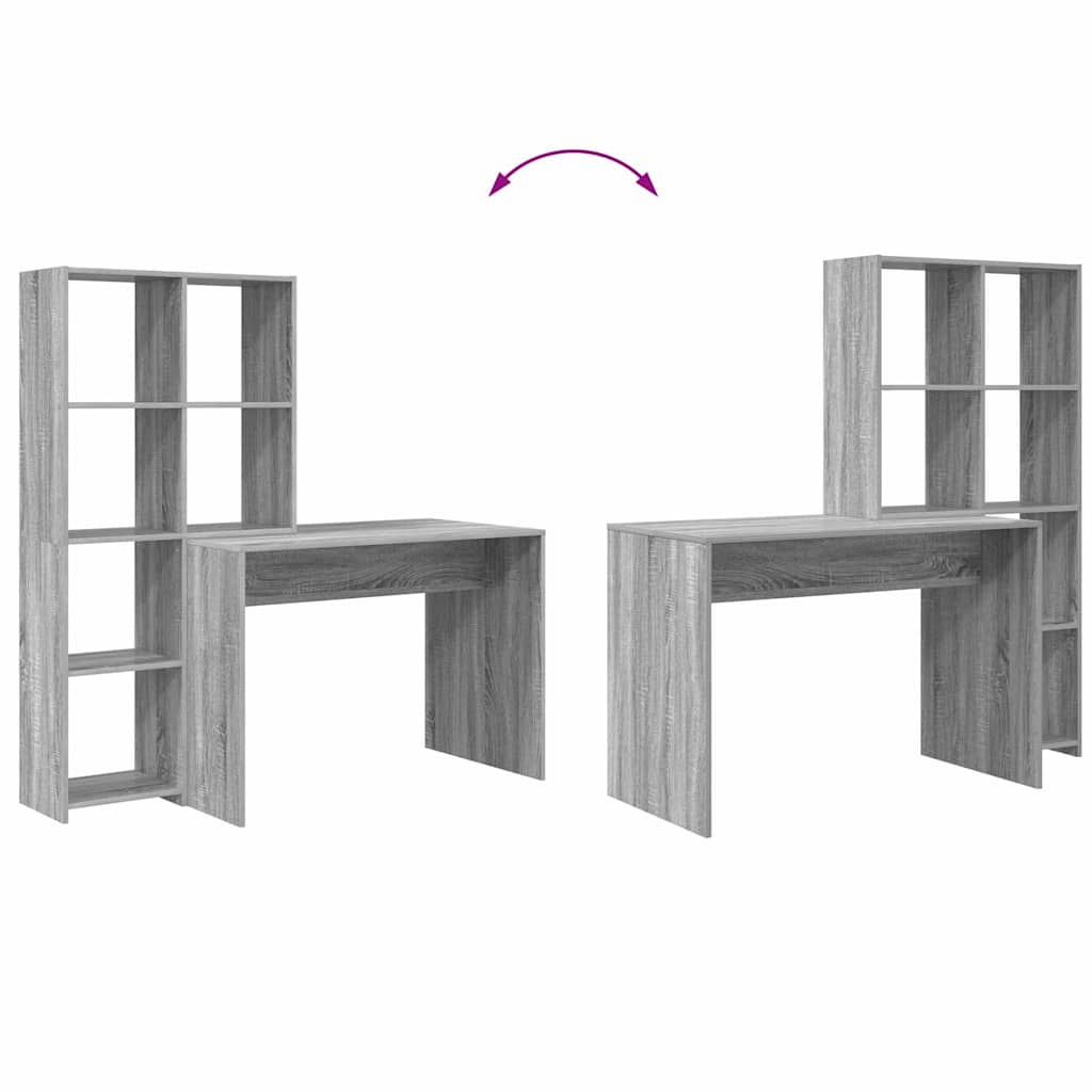 vidaXL Schreibtisch Graues Sonoma 138,5 x 55 x 143 cm Holzwerkstoff