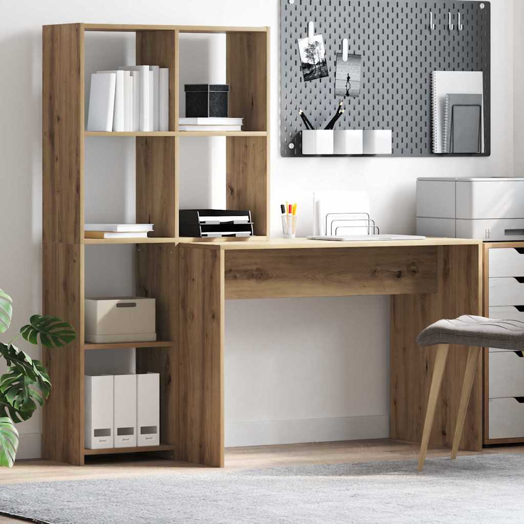 vidaXL Schreibtisch Artisan-Eiche 138,5 x 55 x 143 cm Holzwerkstoff