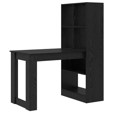 vidaXL Bureau avec étagère Noir aspect chêne 122 x 67 x 145 cm