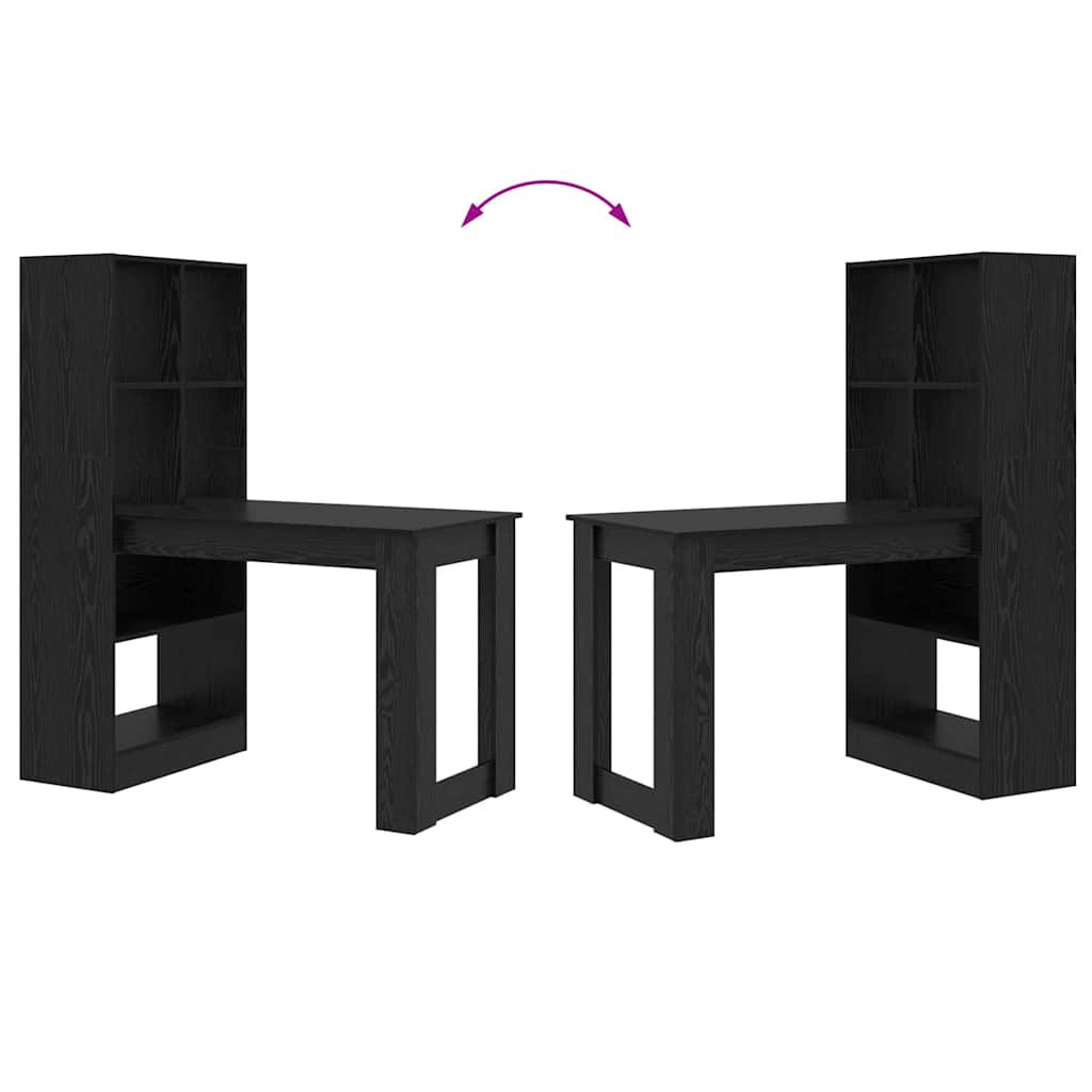 vidaXL Schreibtisch mit Regal Schwarz Eichen-Optik 122 x 67 x 145 cm