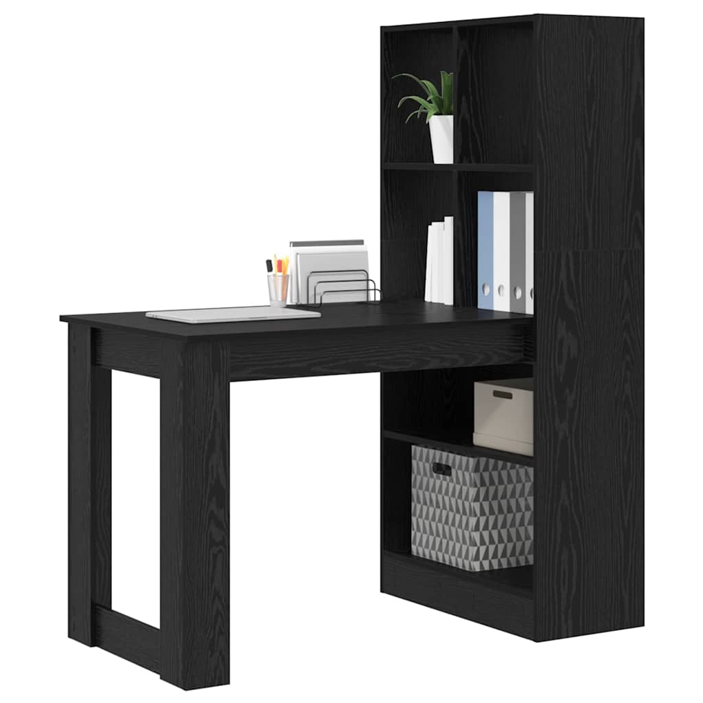 vidaXL Schreibtisch mit Regal Schwarz Eichen-Optik 122 x 67 x 145 cm