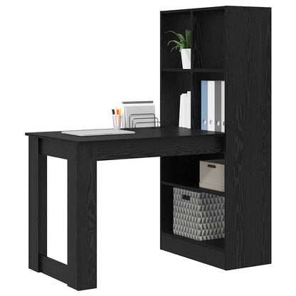 vidaXL Schreibtisch mit Regal Schwarz Eichen-Optik 122 x 67 x 145 cm