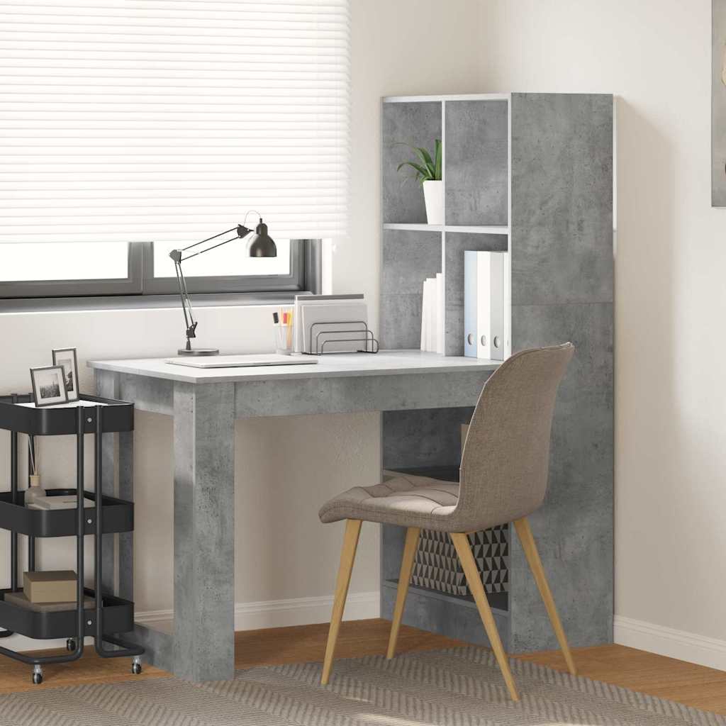 vidaXL Bureau Gris Béton 122 x 67 x 145 cm Bois d'ingénierie