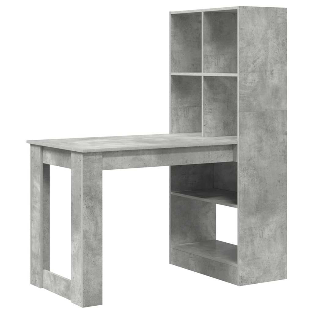 vidaXL Bureau Gris Béton 122 x 67 x 145 cm Bois d'ingénierie