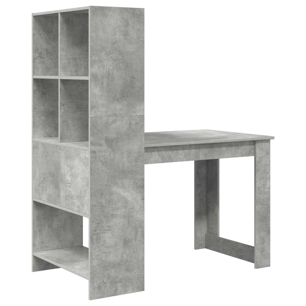 vidaXL Bureau Gris Béton 122 x 67 x 145 cm Bois d'ingénierie