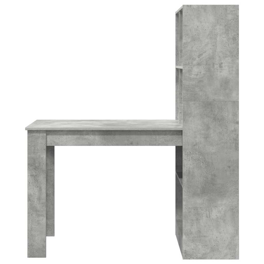 vidaXL Bureau Gris Béton 122 x 67 x 145 cm Bois d'ingénierie