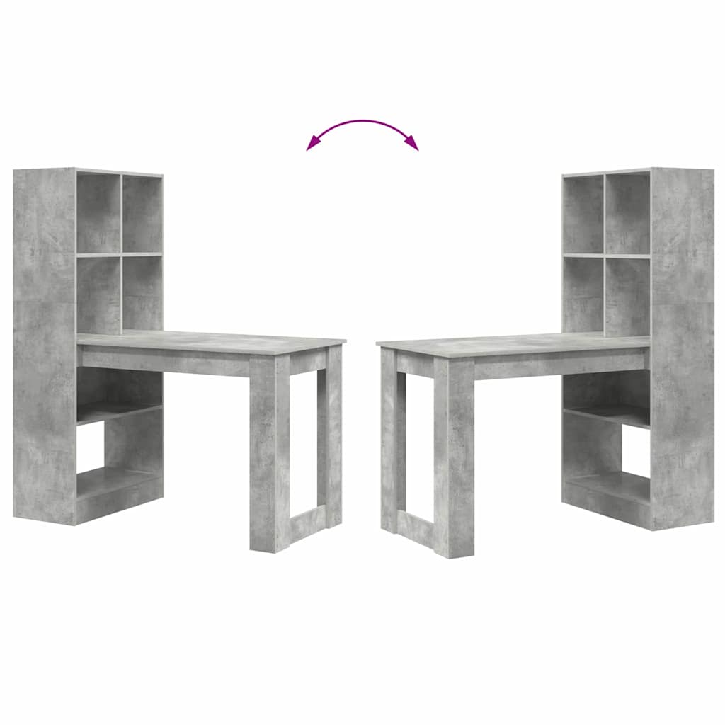 vidaXL Bureau Gris Béton 122 x 67 x 145 cm Bois d'ingénierie