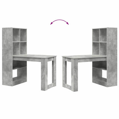 vidaXL Bureau Gris Béton 122 x 67 x 145 cm Bois d'ingénierie