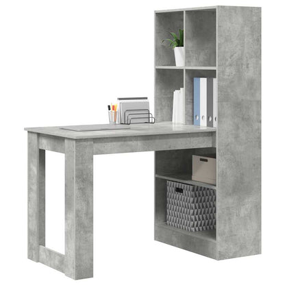 vidaXL Bureau Gris Béton 122 x 67 x 145 cm Bois d'ingénierie