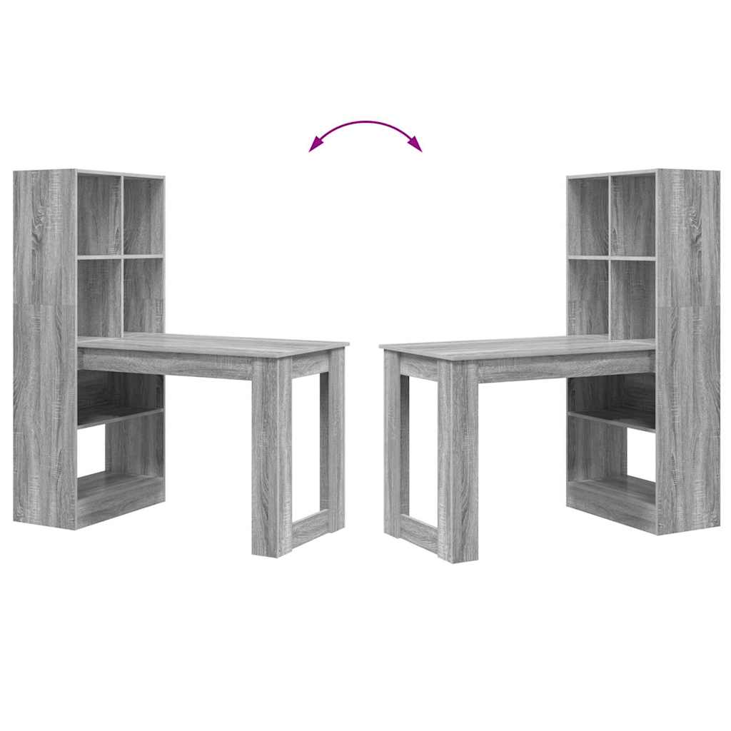 vidaXL Bureau gris sonoma 122 x 67 x 145 cm Bois d'ingénierie