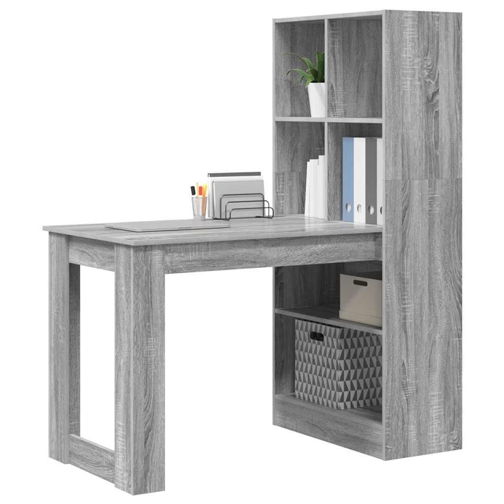 vidaXL Bureau gris sonoma 122 x 67 x 145 cm Bois d'ingénierie