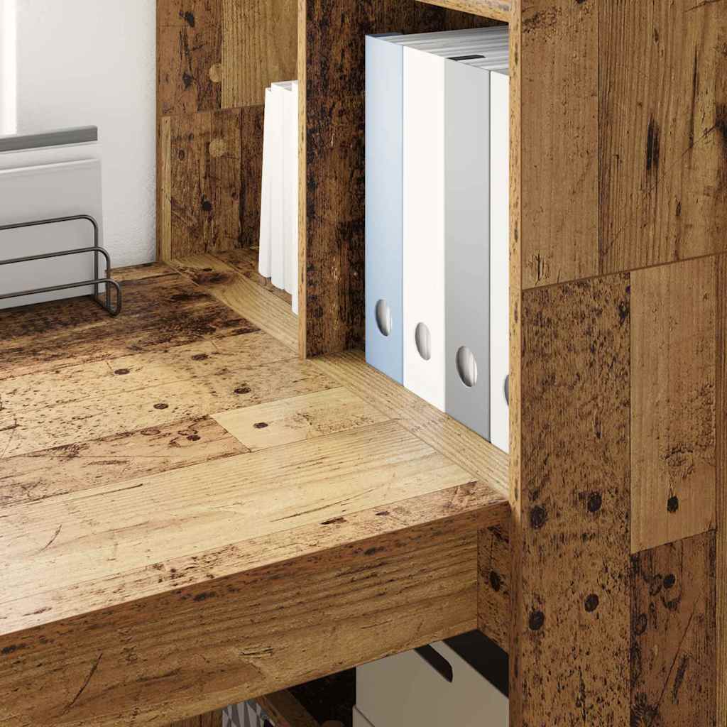 vidaXL Bureau avec étagère en bois de récupération 122 x 67 x 145 cm Bois d'ingénierie
