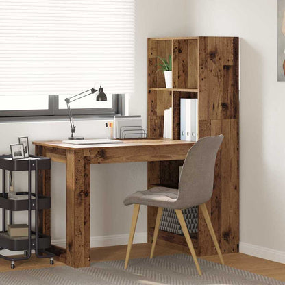 vidaXL Bureau avec étagère en bois de récupération 122 x 67 x 145 cm Bois d'ingénierie