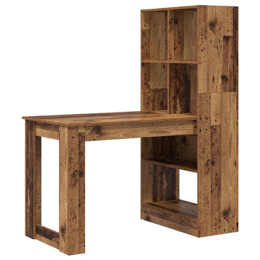vidaXL Bureau avec étagère en bois de récupération 122 x 67 x 145 cm Bois d'ingénierie