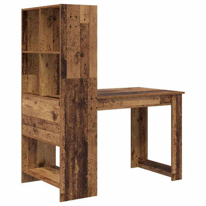 vidaXL Bureau avec étagère en bois de récupération 122 x 67 x 145 cm Bois d'ingénierie