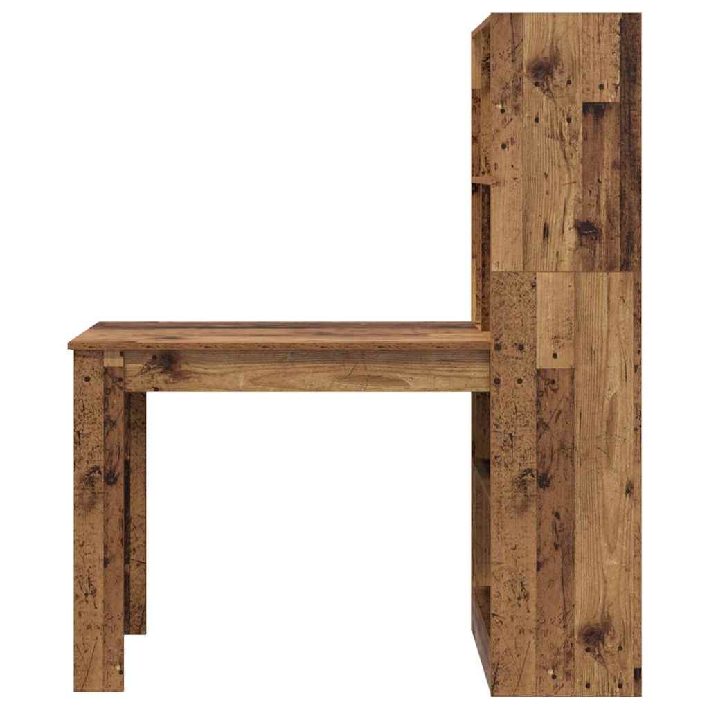 vidaXL Bureau avec étagère en bois de récupération 122 x 67 x 145 cm Bois d'ingénierie