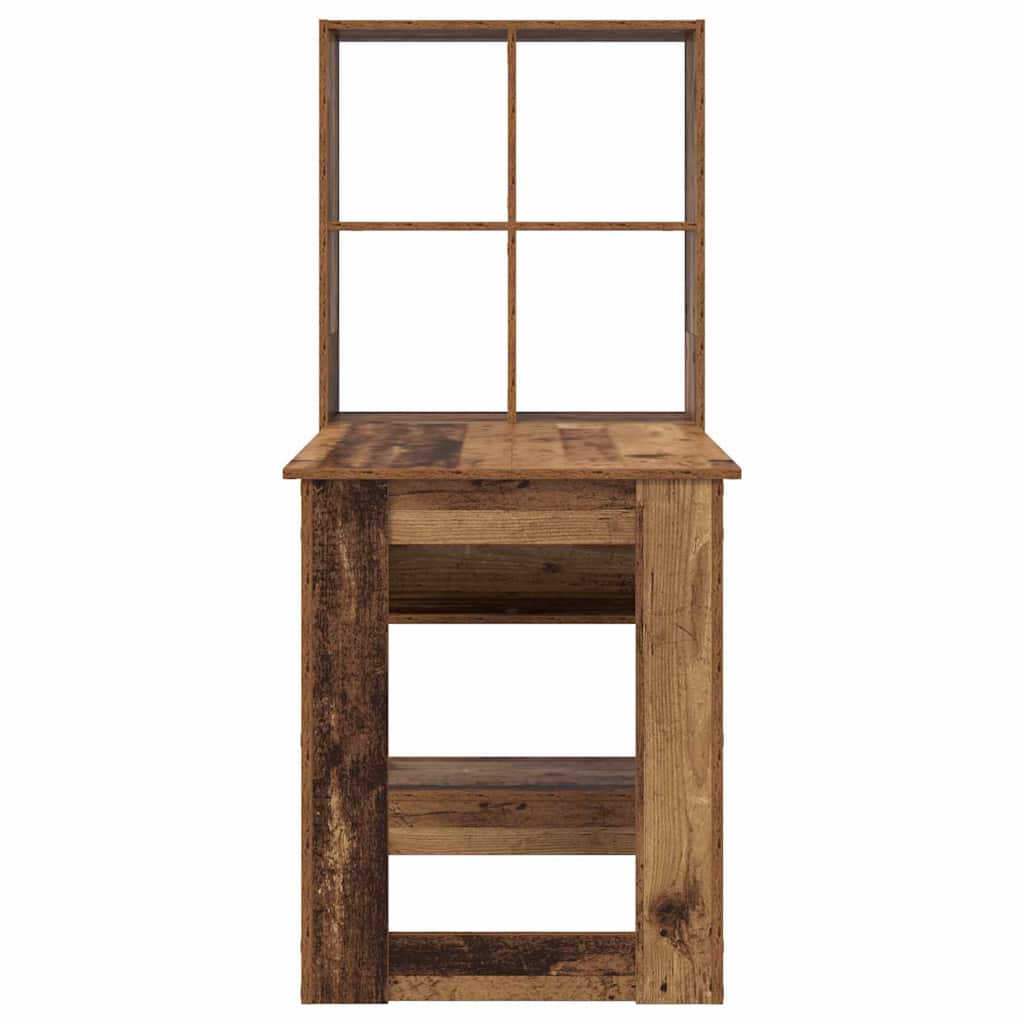 vidaXL Bureau avec étagère en bois de récupération 122 x 67 x 145 cm Bois d'ingénierie
