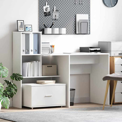 vidaXL Bureau avec étagère Blanc 131,5 x 50 x 106,5 cm Aggloméré