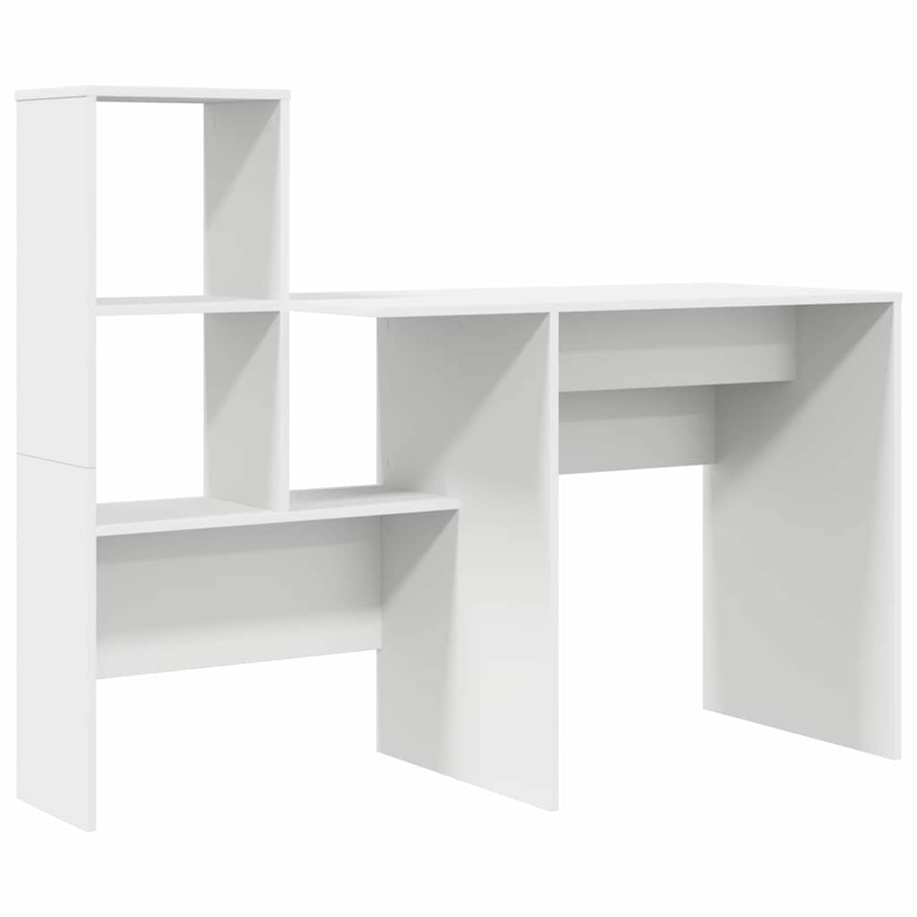vidaXL Bureau avec étagère Blanc 131,5 x 50 x 106,5 cm Aggloméré