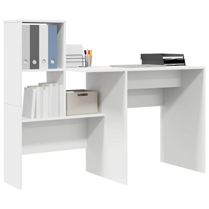 vidaXL Bureau avec étagère Blanc 131,5 x 50 x 106,5 cm Aggloméré