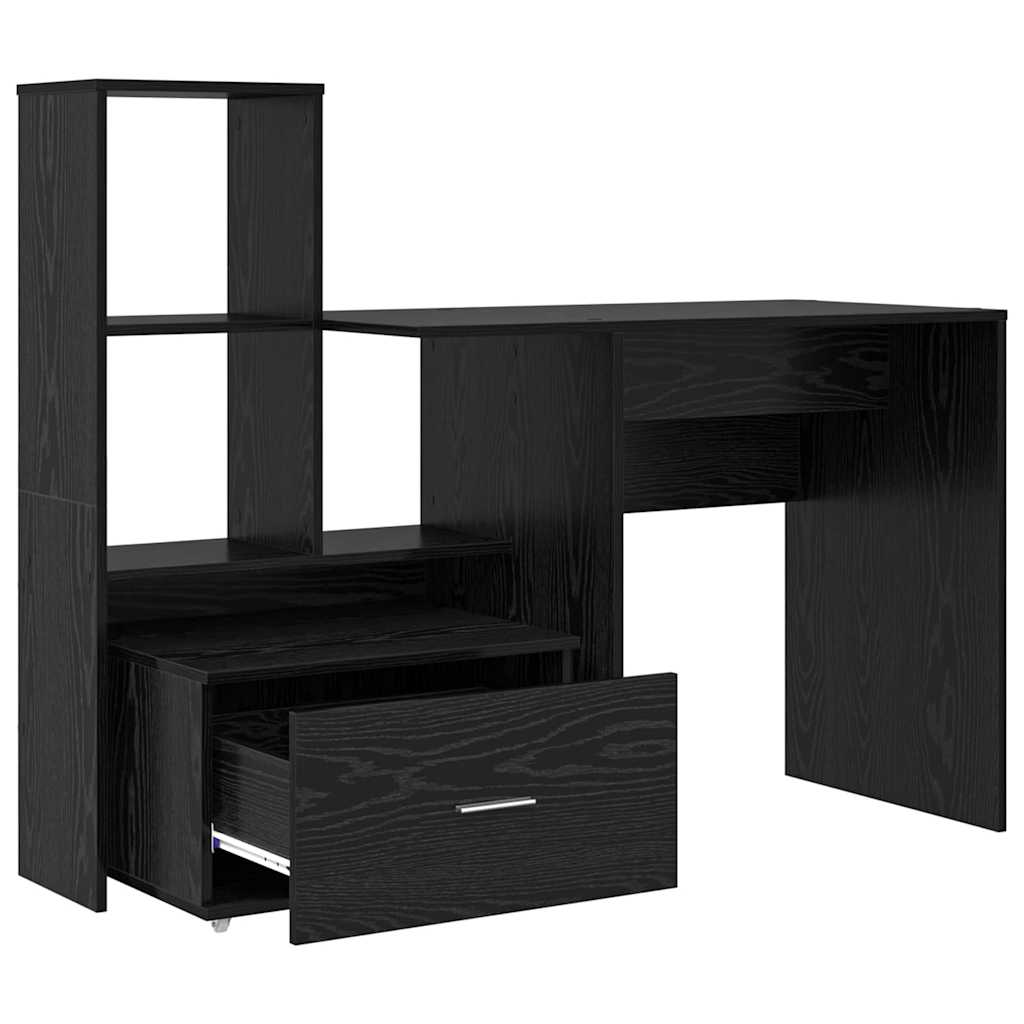 vidaXL Schreibtisch Schwarz Eichen-Optik 131,5 x 50 x 106,5 cm
