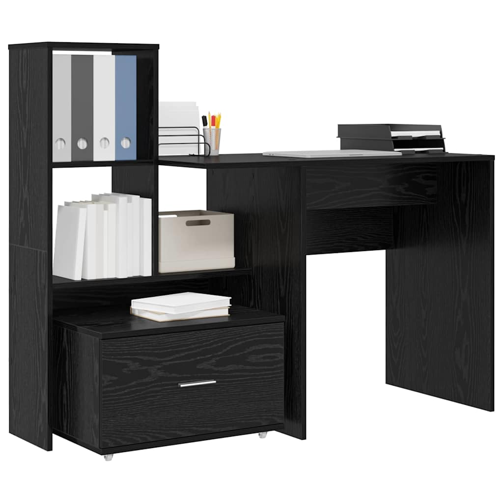 vidaXL Schreibtisch Schwarz Eichen-Optik 131,5 x 50 x 106,5 cm