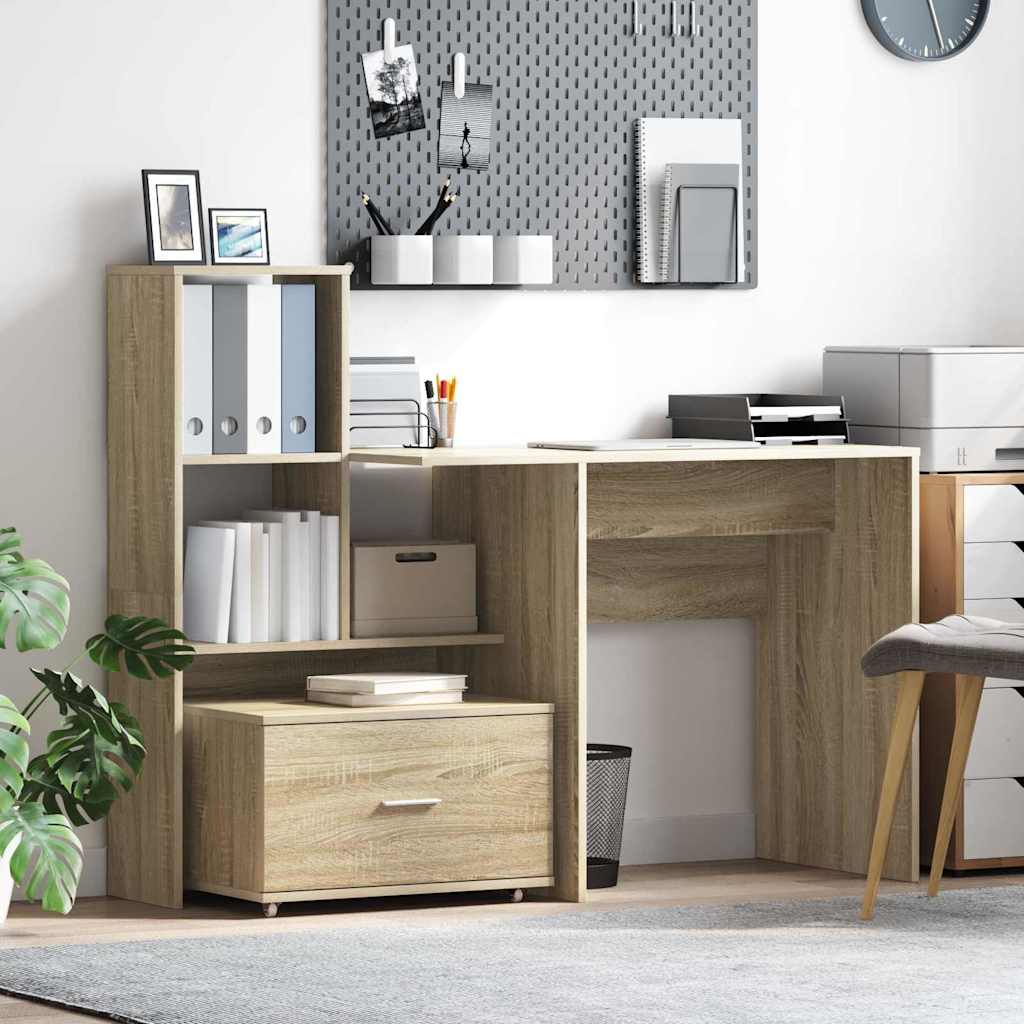 vidaXL Bureau chêne Sonoma 131,5 x 50 x 106,5 cm Bois d'ingénierie