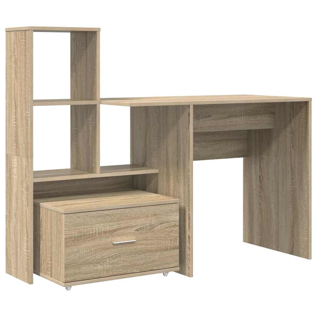 vidaXL Bureau chêne Sonoma 131,5 x 50 x 106,5 cm Bois d'ingénierie