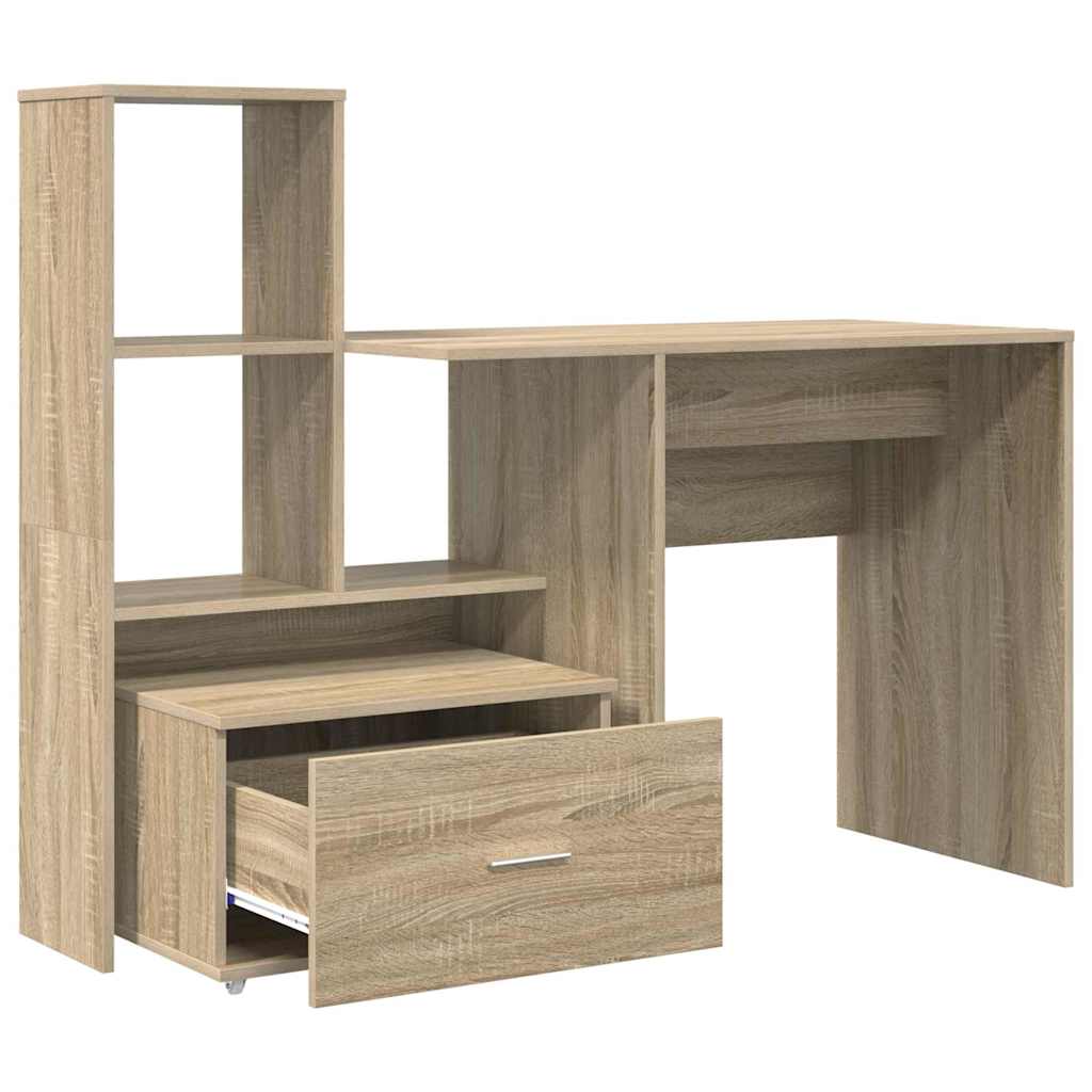 vidaXL Bureau chêne Sonoma 131,5 x 50 x 106,5 cm Bois d'ingénierie