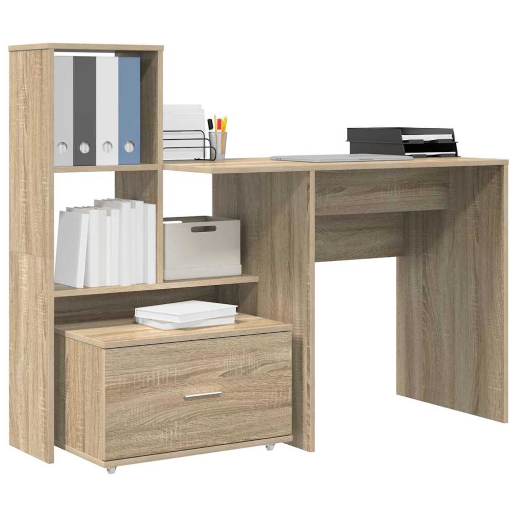 vidaXL Bureau chêne Sonoma 131,5 x 50 x 106,5 cm Bois d'ingénierie