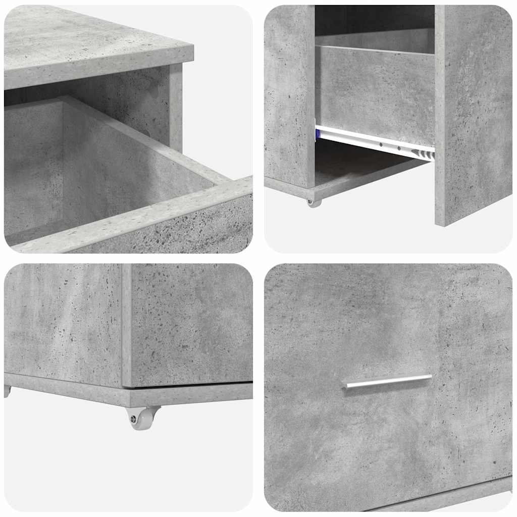 vidaXL Bureau gris béton 131,5 x 50 x 106,5 cm en bois d'ingénierie