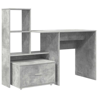 vidaXL Bureau gris béton 131,5 x 50 x 106,5 cm en bois d'ingénierie