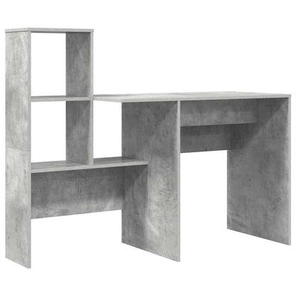 vidaXL Bureau gris béton 131,5 x 50 x 106,5 cm en bois d'ingénierie