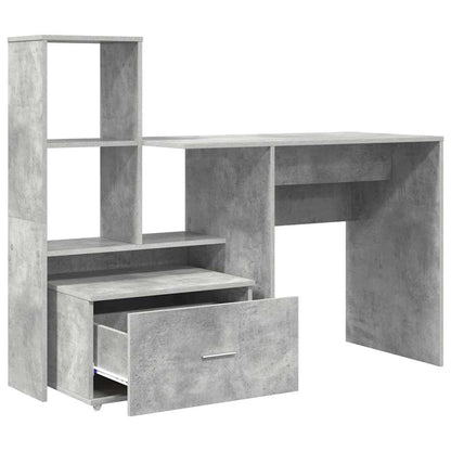 vidaXL Bureau gris béton 131,5 x 50 x 106,5 cm en bois d'ingénierie