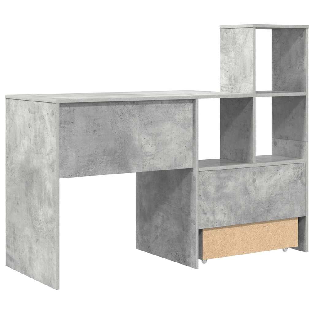 vidaXL Bureau gris béton 131,5 x 50 x 106,5 cm en bois d'ingénierie