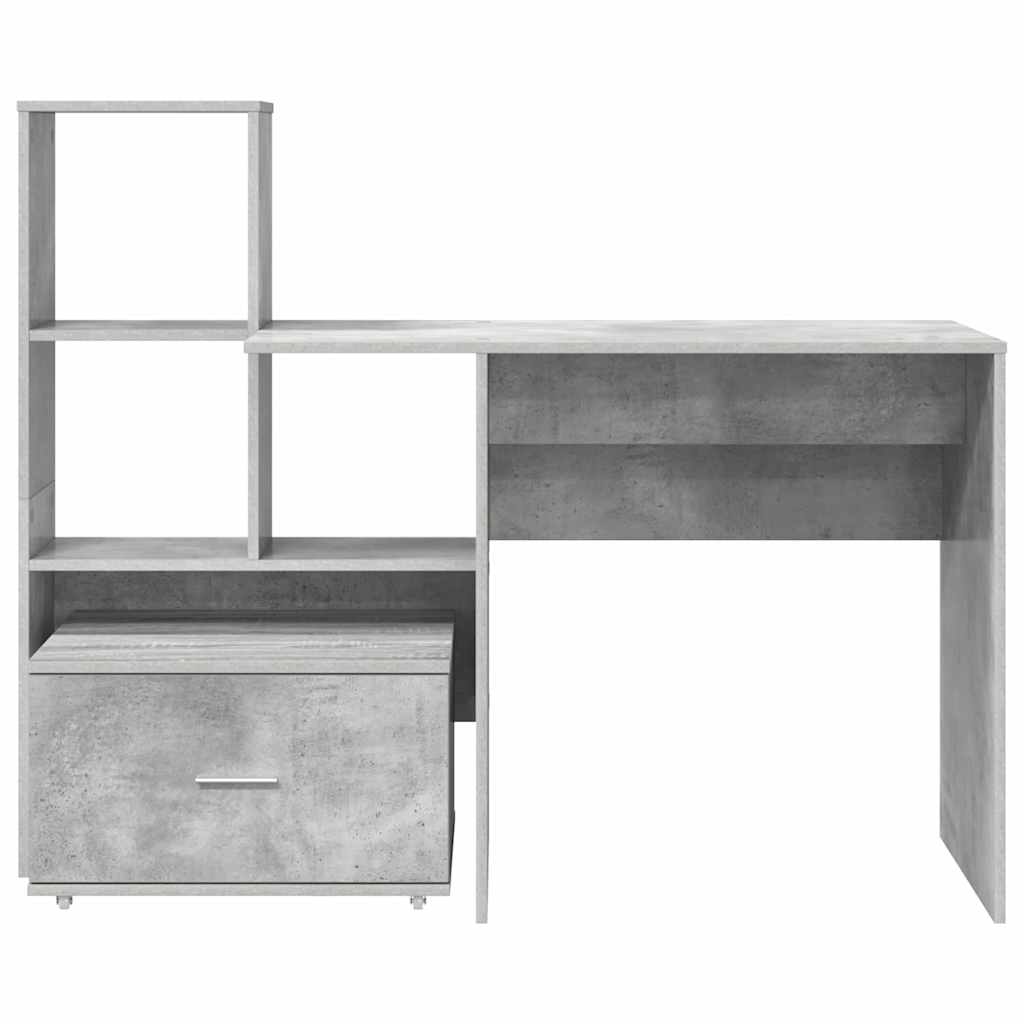 vidaXL Bureau gris béton 131,5 x 50 x 106,5 cm en bois d'ingénierie