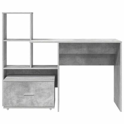 vidaXL Bureau gris béton 131,5 x 50 x 106,5 cm en bois d'ingénierie