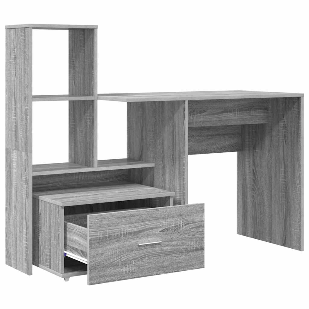 vidaXL Bureau Sonoma Gris 131,5 x 50 x 106,5 cm Bois d'ingénierie