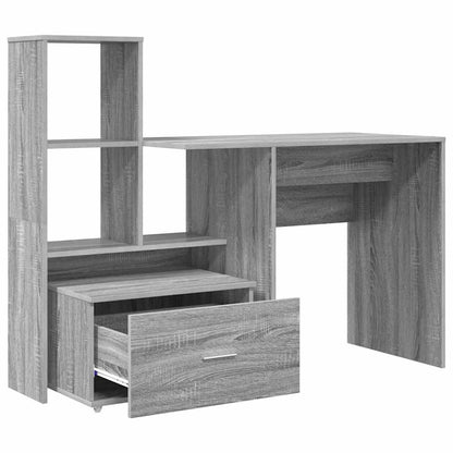 vidaXL Bureau Sonoma Gris 131,5 x 50 x 106,5 cm Bois d'ingénierie