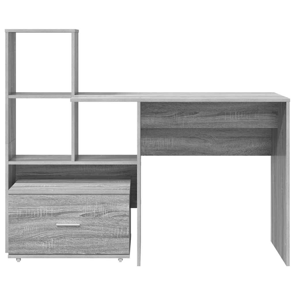 vidaXL Bureau Sonoma Gris 131,5 x 50 x 106,5 cm Bois d'ingénierie