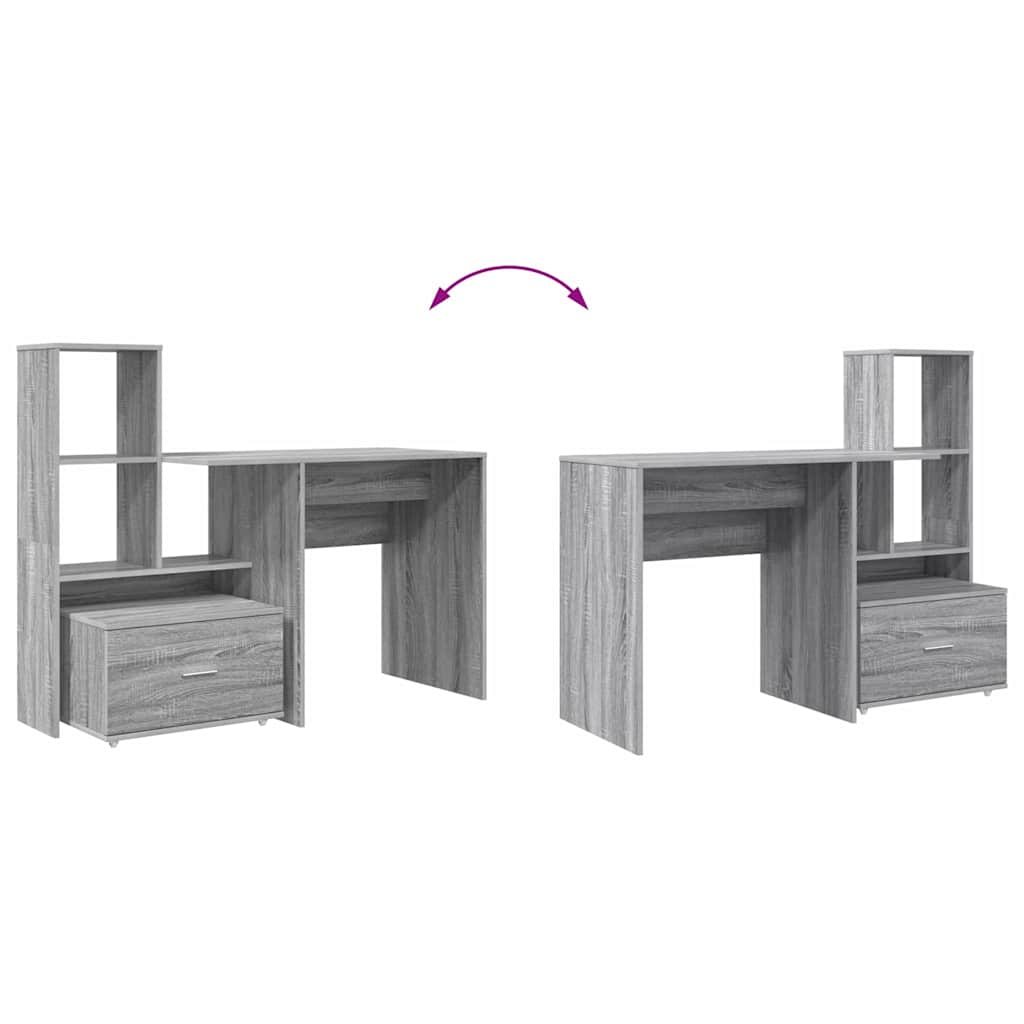 vidaXL Bureau Sonoma Gris 131,5 x 50 x 106,5 cm Bois d'ingénierie