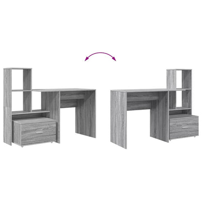 vidaXL Bureau Sonoma Gris 131,5 x 50 x 106,5 cm Bois d'ingénierie