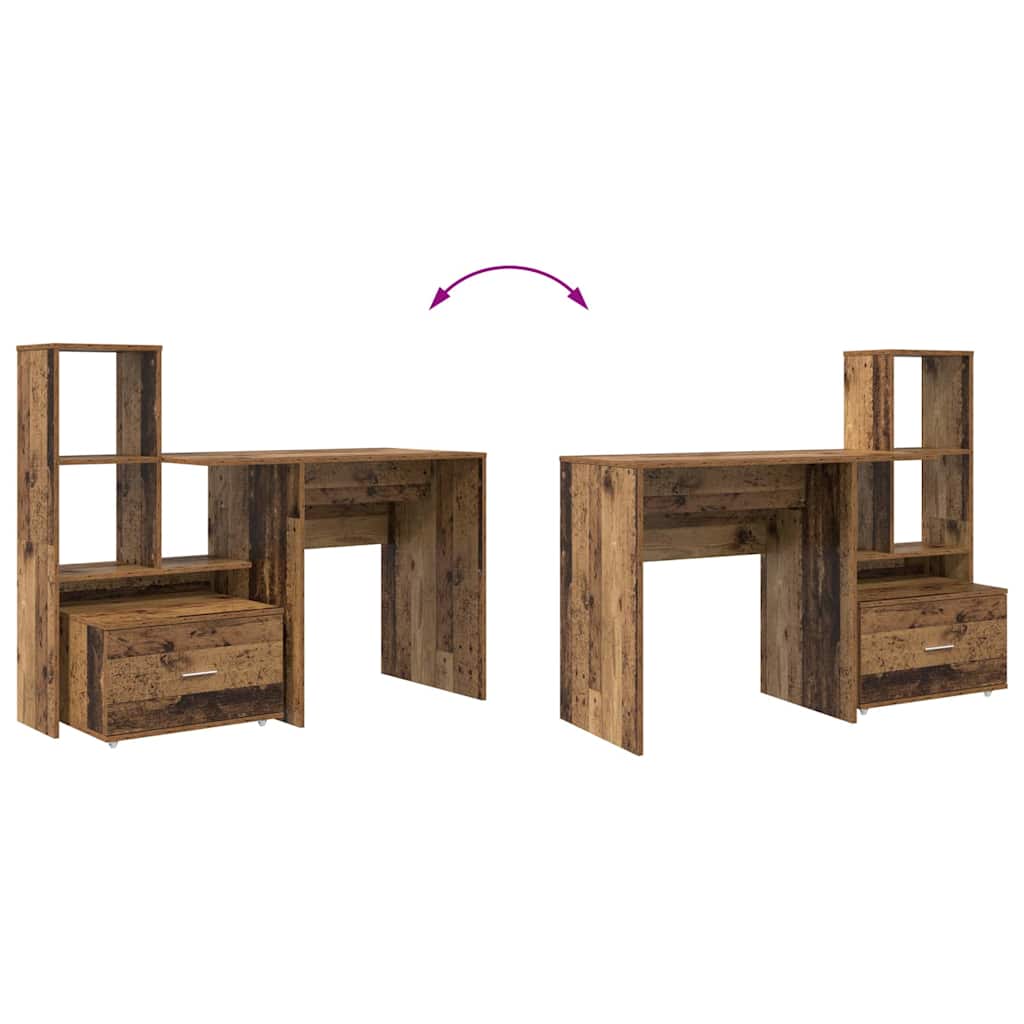 vidaXL Bureau en bois de récupération 131,5 x 50 x 106,5 cm Bois d'ingénierie