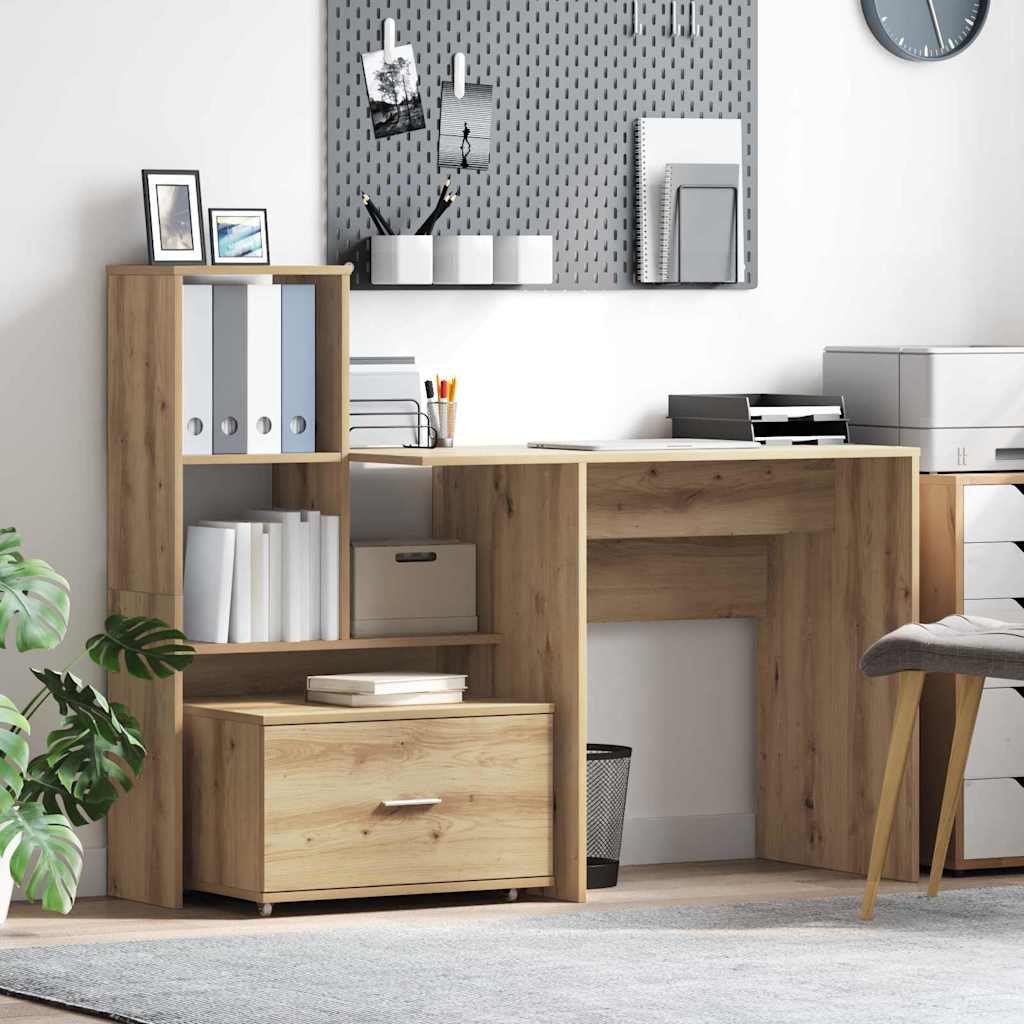 vidaXL Schreibtisch Artisan-Eiche 131,5 x 50 x 106,5 cm Holzwerkstoff