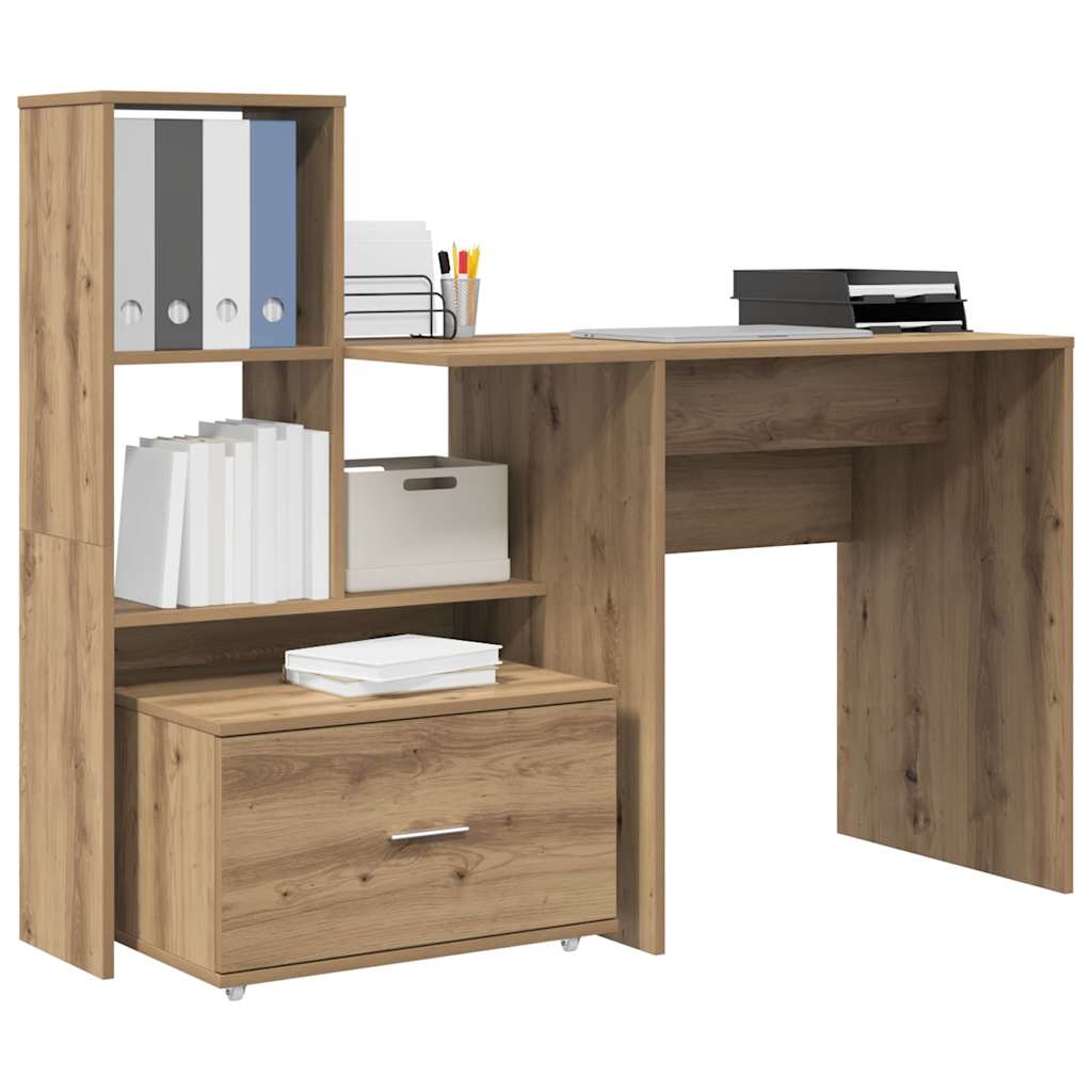 vidaXL Schreibtisch Artisan-Eiche 131,5 x 50 x 106,5 cm Holzwerkstoff