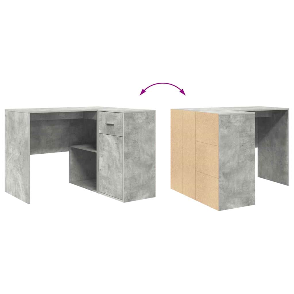 Eck-Schreibtisch mit Schubladen Beton Grau 102 x 88 x 75 cm