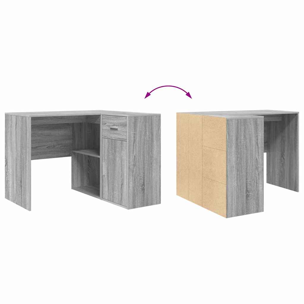 vidaXL Eck-Schreibtisch mit Schubladen Graues Sonoma 102 x 88 x 75 cm
