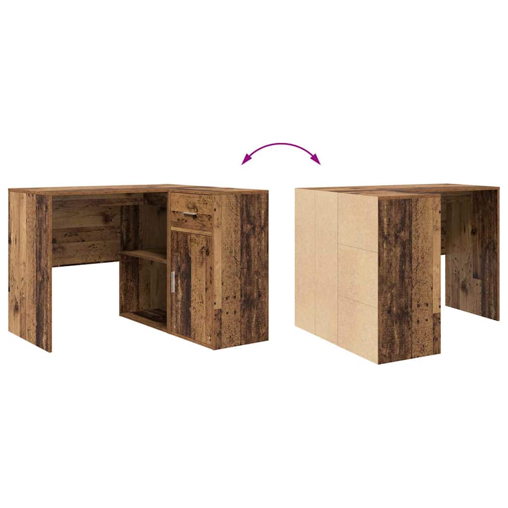 vidaXL Eck-Schreibtisch mit Schubladen Altholz 102 x 88 x 75 cm