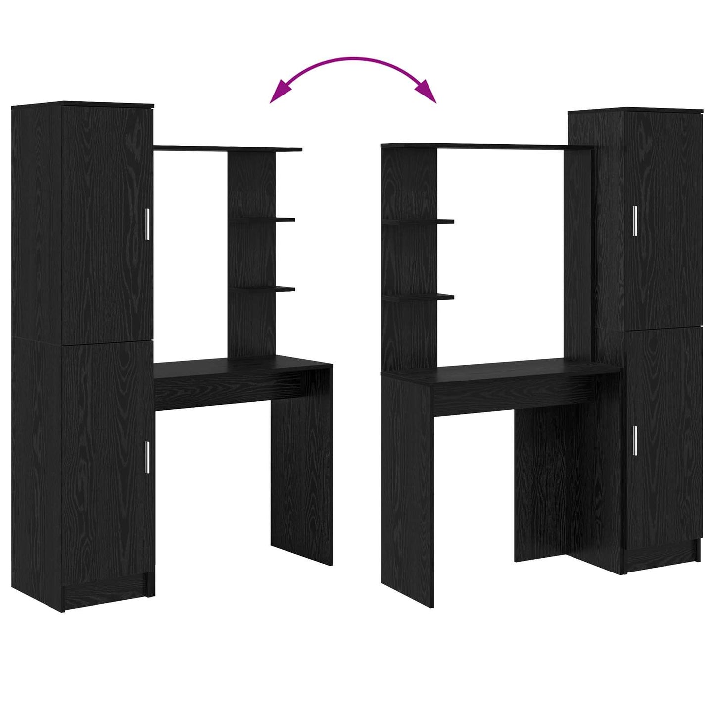 vidaXL Schreibtisch 2 pcs Schwarz Eichen-Optik