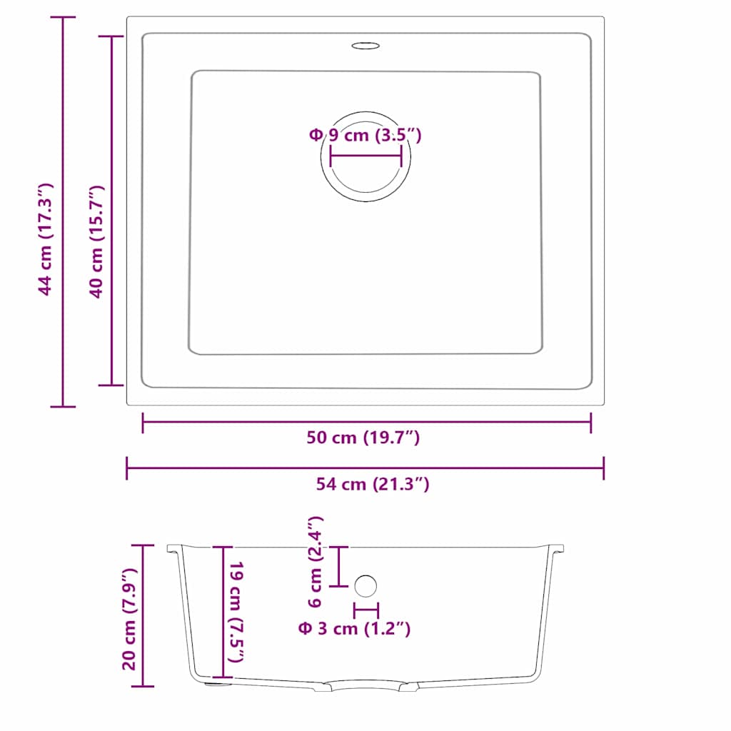 Küchenspüle Weiß 54 x 44 x 20 cm Granit